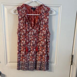 Lucky Brand Red Floral Sleeveless Shirt